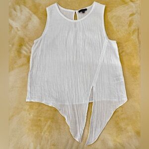 Lilla P White Cloud Dancer 100% Cotton Gauze Tie Front Crop Tank Top Size XS